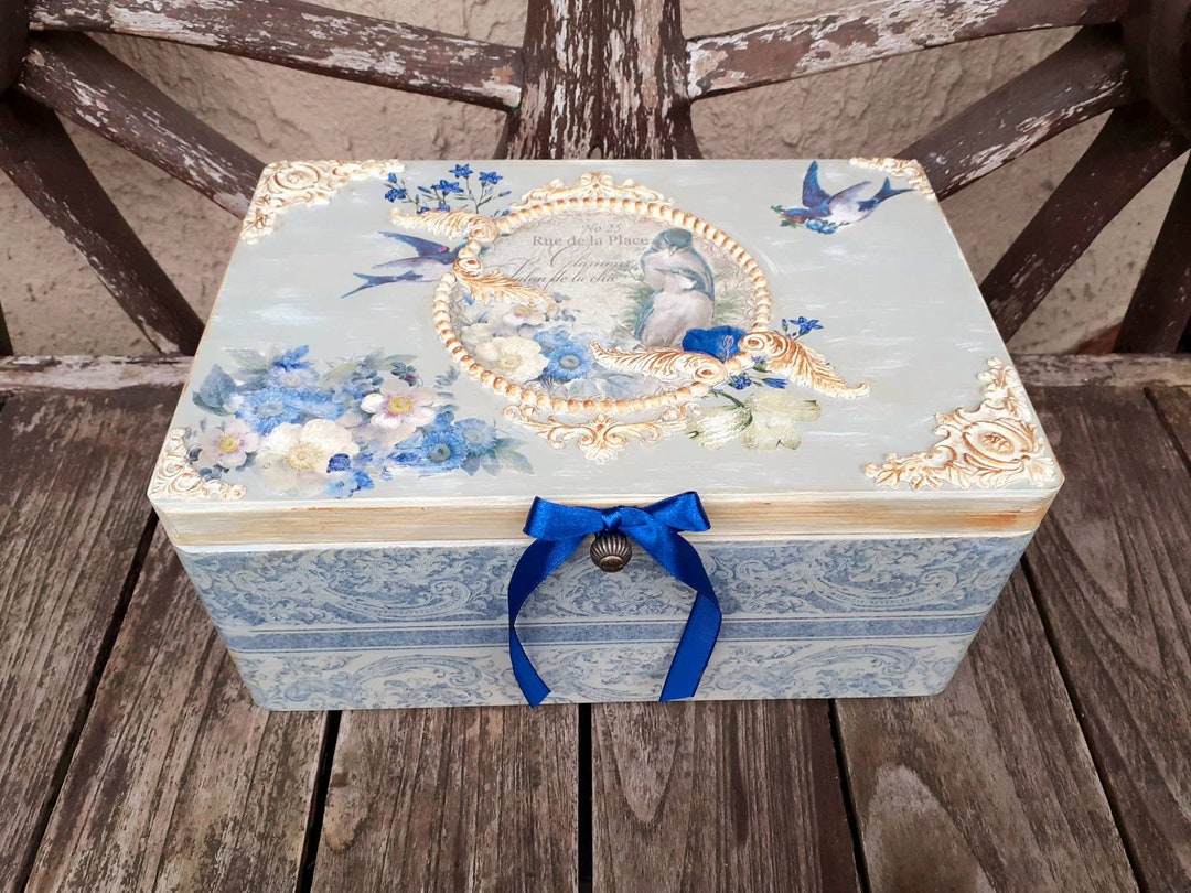 Shabby Chic Floral Wooden Storage Box - Etsy UK