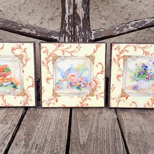 Quadri da parete shabby chic, targhe decorative da parete vintage con modanature - L&#39;ora del tè