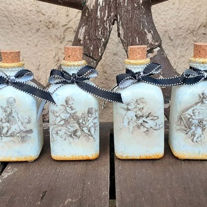 Victorian glass perfume bottles 100 ml, shabby chic home decor, Vintage Cherubs