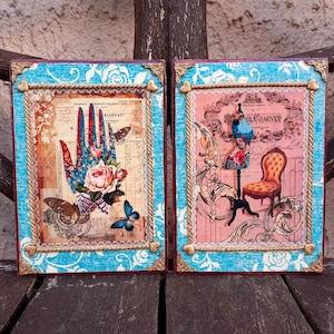 Shabby chic wall picture, vintage wooden plaque, wall ornament, shabby chic decor, vintage ladies, dressmaker