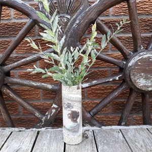 Shabby Chic Glass Vase: Vintage French Portrait Decoupage