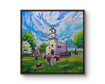 Peinture à l'huile de l'église Saint-Jean, impression giclée d'art, Reproduction à l'encre d'archives de qualité musée