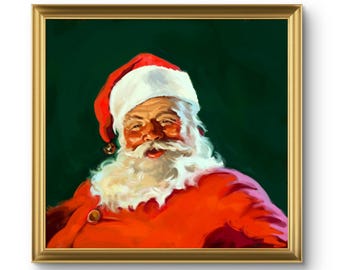 Père Noël | Impression giclée d'art de qualité musée reproduite à partir de ma peinture à l'huile originale