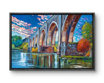 Pont trapèze, peinture à l'huile, impression giclée d'art, reproduction à l'encre d'archives de qualité muséale