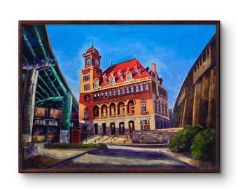Peinture à l'huile de la gare principale, impression giclée d'art, Reproduction à l'encre d'archives de qualité musée