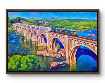 Pont CSX | Impression giclée d'art de qualité musée reproduite à partir de ma peinture à l'huile originale