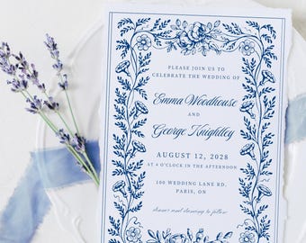 Vintage Floral Wedding Invitation Suite: Editable Template (Digital Download)