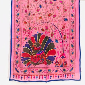 Soft Tussar Silk Dupatta, Running Stich Dupatta,Kantha work Dupatta,Kalamkari