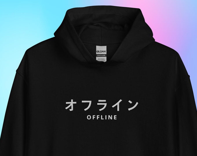 Offline Hoodie Embroidered Aesthetic Unisex Japanese Streetwear Hoodie