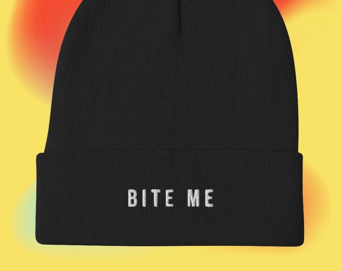 Bite Me Beanie, Embroidered