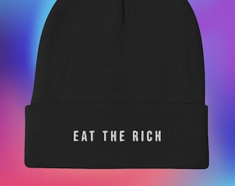 Eat the Rich Beanie, Embroidered
