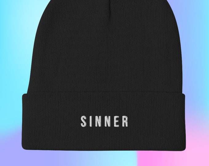 Sinner Beanie, Embroidered