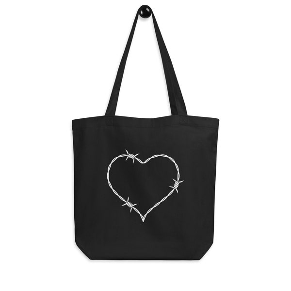 Stacheldraht Eco Einkaufstasche Gothic Einkaufstasche - Goth Einkaufstasche - Große Schwarze Goth Canvas Tasche