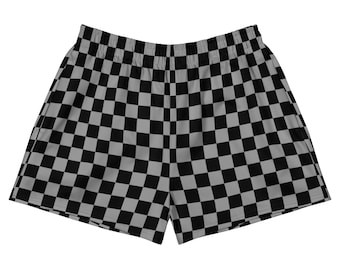 Black and Grey Checkerboard Athletic Shorts / Swim Shorts