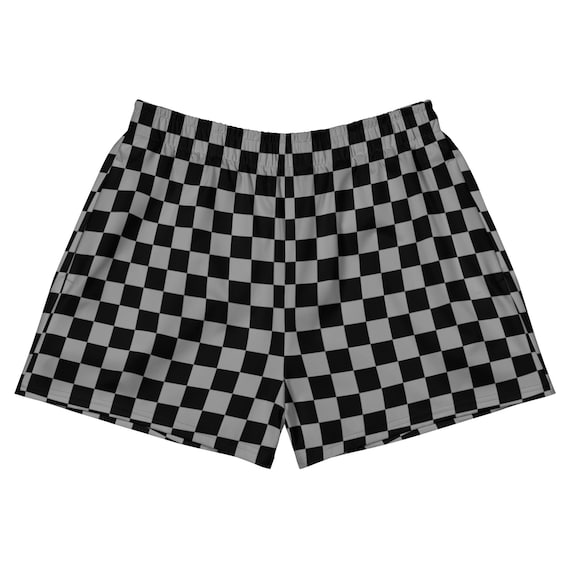 Black and Grey Checkerboard Athletic Shorts / Swim Shorts