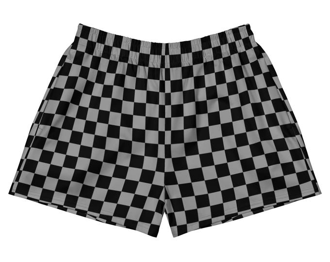Black and Grey Checkerboard Athletic Shorts / Swim Shorts