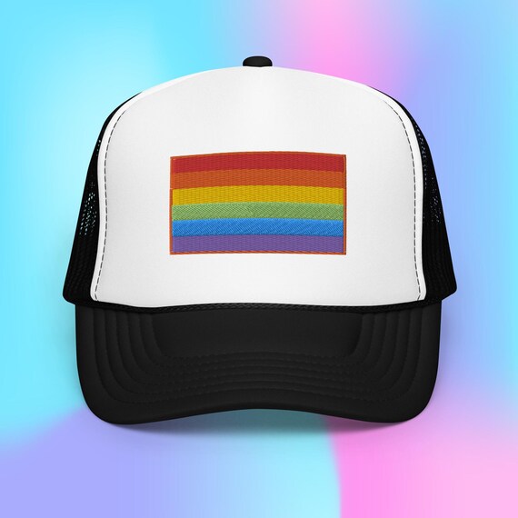 Rainbow Foam Trucker Hat Embroidered Y2k Pride Bisexual Gay Trans Nonbinary