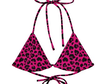 Pink Leopard Print String Bikini Y2K Scene