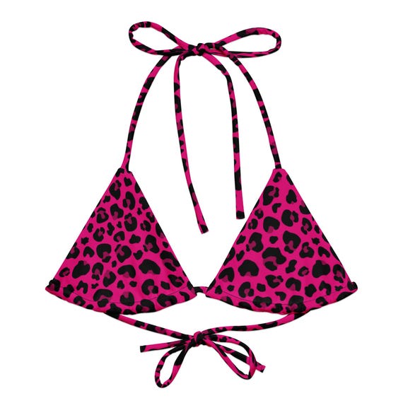 Pink Leopard Print String Bikini Y2K Scene