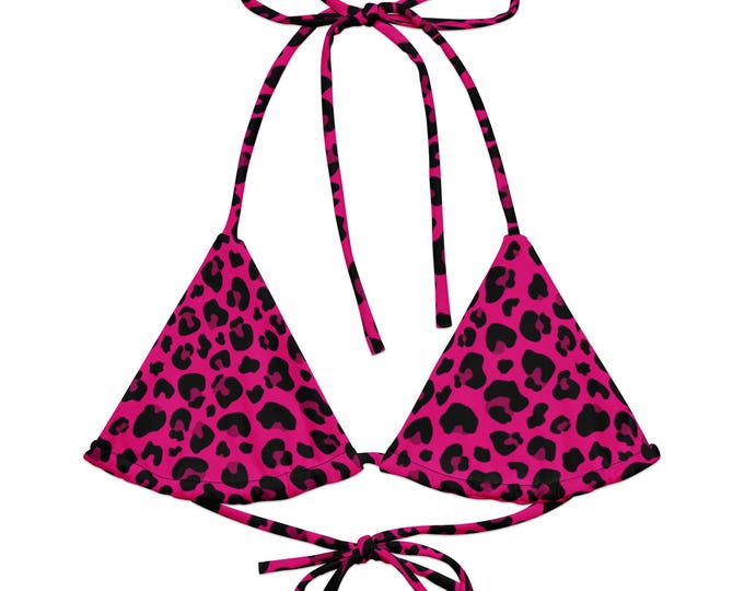 Pink Leopard Print String Bikini Y2K Scene