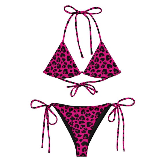 Pink Cheetah Print String Bikini Scene Emo Y2K
