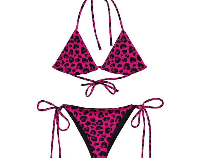 Pink Cheetah Print String Bikini Scene Emo Y2K