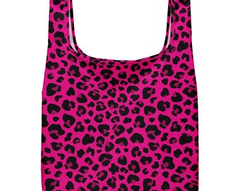 Pink Leopard Print Shopping Bag