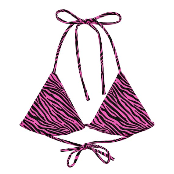 Pink Zebra Print All-over print recycled string bikini top