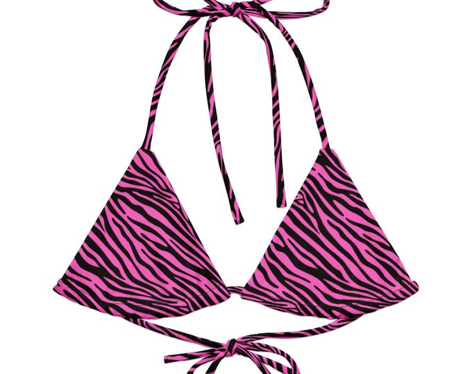 Pink Zebra Print All-over print recycled string bikini top