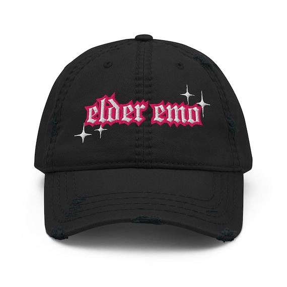 Elder Emo Embroidered Distressed Dad Hat