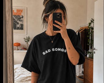 Sad Songs Comfort Colors 1717 T-Shirt | Emo Aesthetic Tee | Garment-Dyed Vintage Look | Unisex Soft-Washed