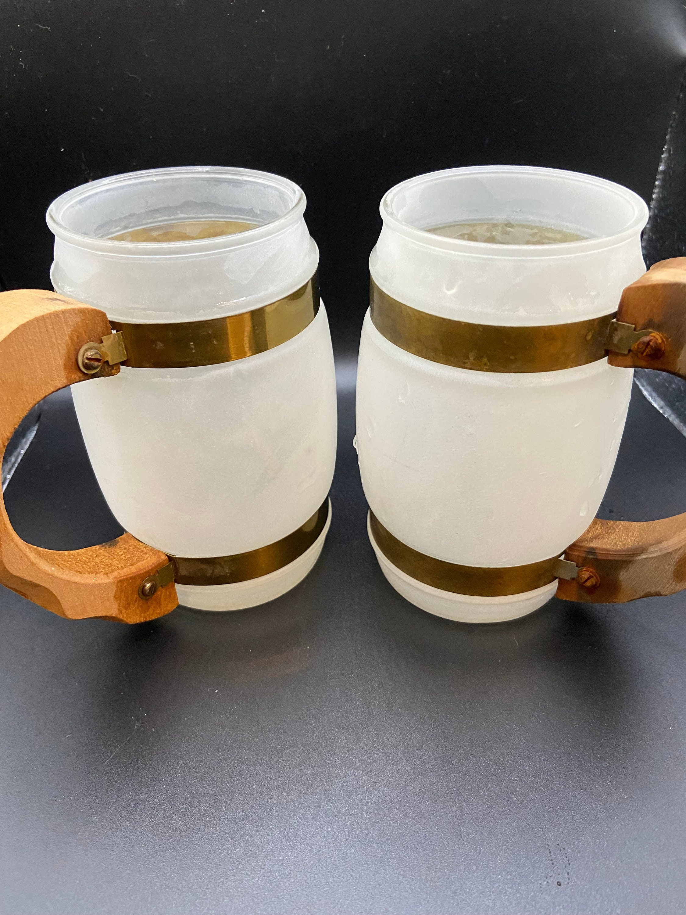 Vintage Siesta Ware Cowboy Amber Glass Mugs With Wooden Handles, Vintage  Mid Century Modern Siesta Ware Glass Mug 