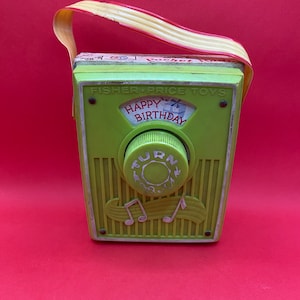 Vintage Fisher-Price Happy Birthday Musical Pocket Radio Toy - 1970s