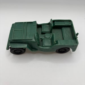Vintage Military Jeep Toy - 1960s Army Green Willys MB Style Miniature Vehicle - Plastic Toy Car