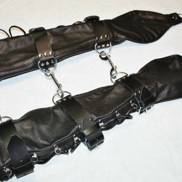 MATURE Leather Opera Gloves, Arm Restraint Bondage Gloves, Unisex, BDSM Hand crafted USA