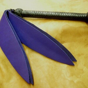 Leather Quirt: Braided Handle, Purple Buffalo Lash Quirt, Cosplay, Costume, Handcrafted USA
