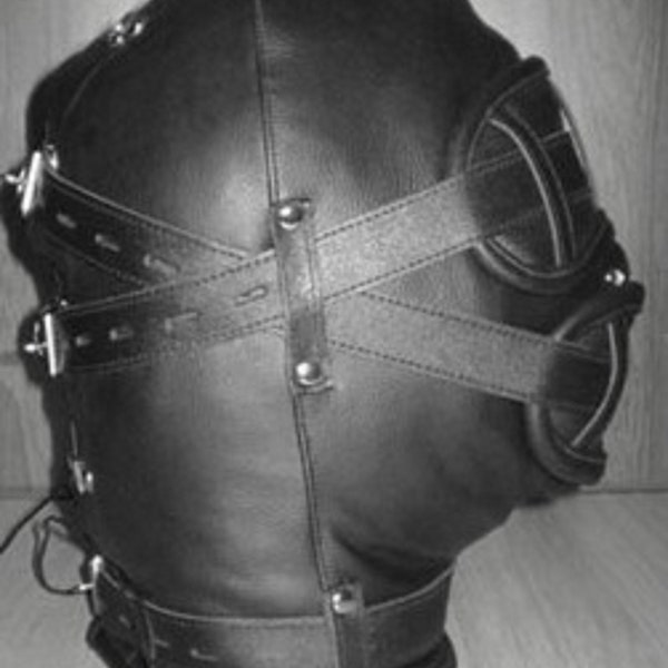 MATURE Bondage Leather Hood w/ Removeable Blindfold & Gag BDSM Unisex Hand crafted USA 30310