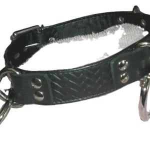 Leather Military Collar: 3 D & O Ring Collar, Basketweave, Goth, Punk, Cosplay, Handcrafted