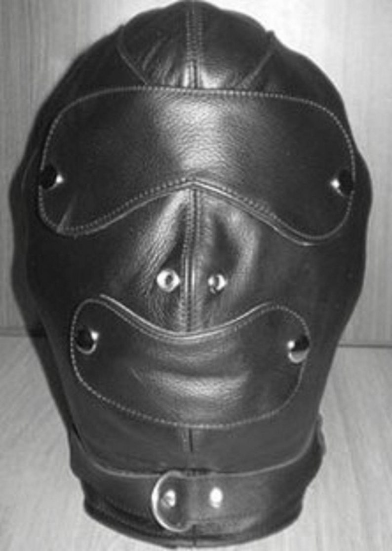 Slave Hood With Removable Blindfold and Mouth Piece Genuine Leather /"NEW/"