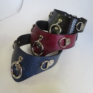 Leather Collar, Short Story of O Collar, Textured Gothic Punk Hand crafted USA