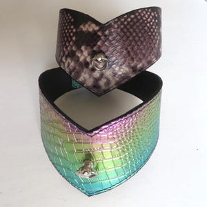 Women's Leather Collar: Womens with Post and D Ring Multi Color Texture