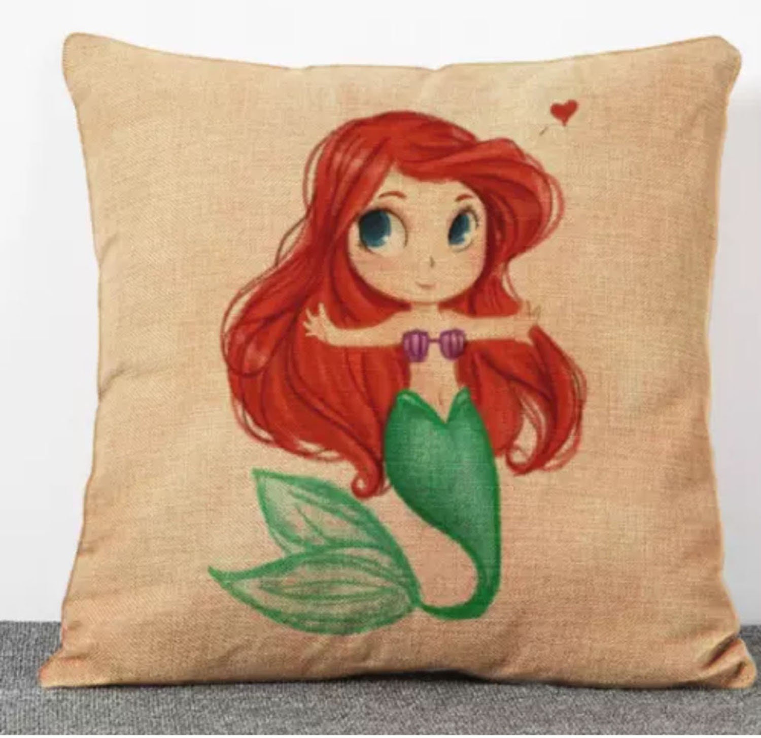 Ariel Pillow 17 x 17 Disney Princess Ariel Pillow Cotton Linen | Etsy