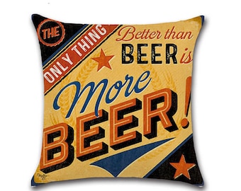 Multicolor 16x16 Running craft beer retro funny design Trail Raining and Craft Beer Make me Happy Throw Pillow 