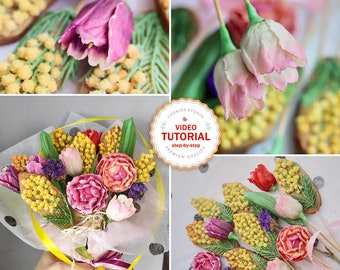 NEW! Spring Flowers cookie decorating class. Step-by-step video tutorial