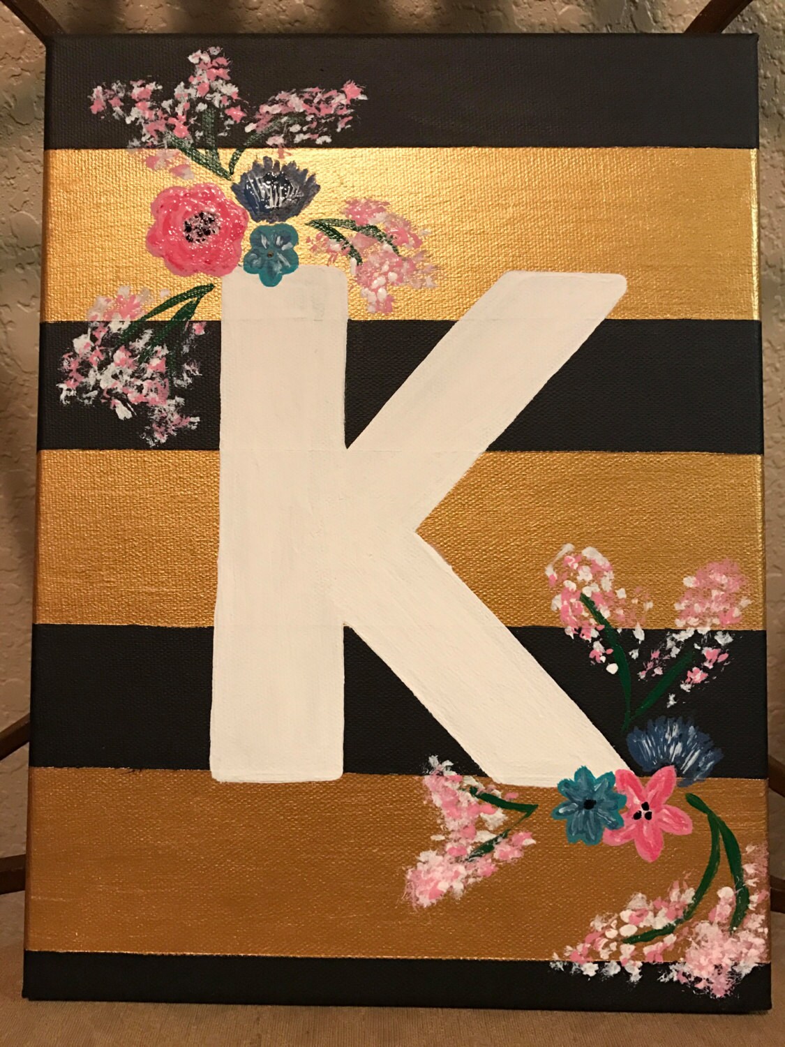 Letter K Painted Canvas from HaileyDavisDesigns on Etsy Studio