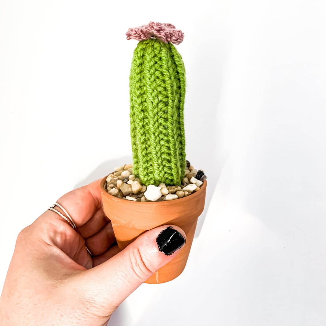 Knit Cactus // Pencil Cactus Knit Cactus Plant With Purple Etsy Canada