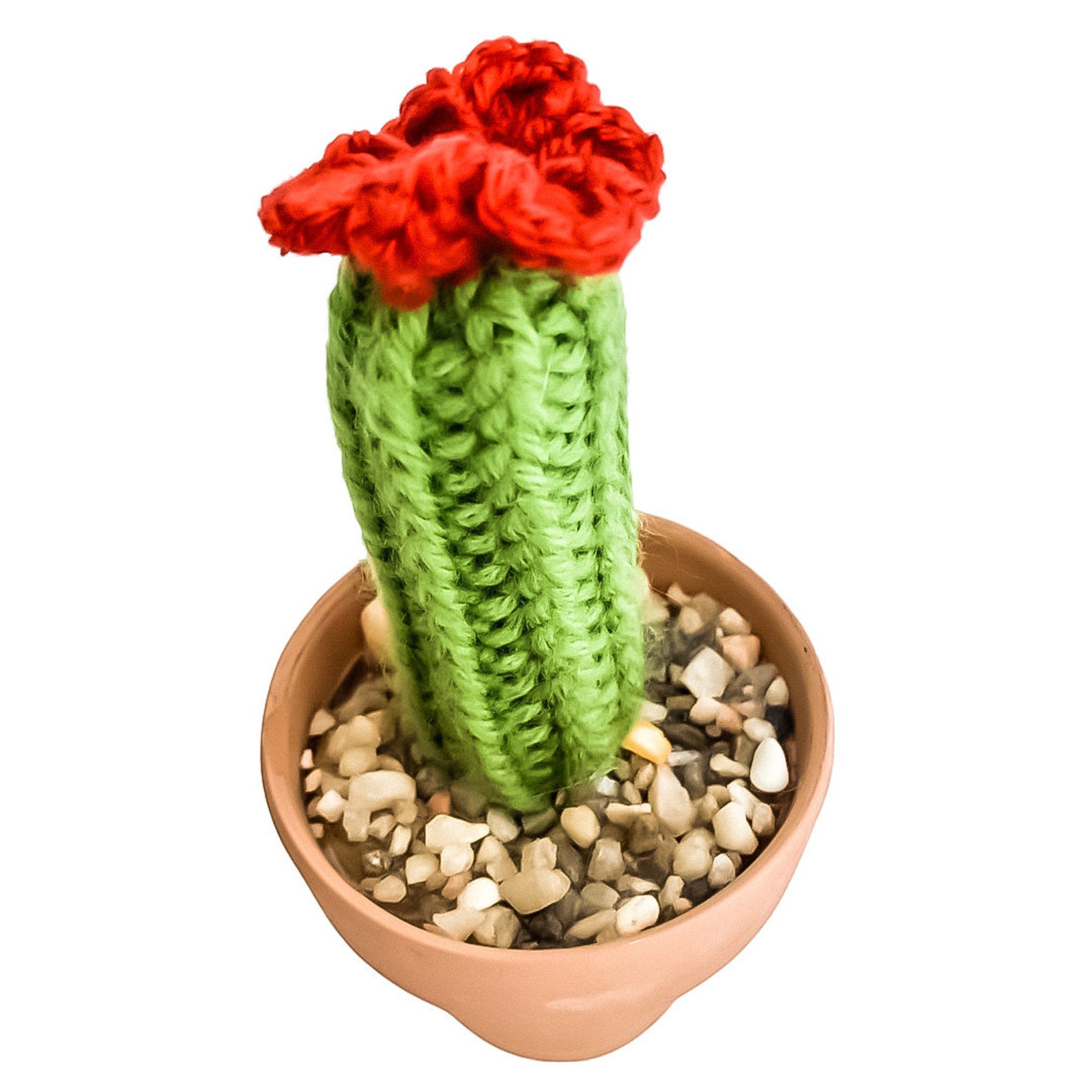 Knit Cactus // Pencil Cactus Knit Cactus Plant with Orange Etsy