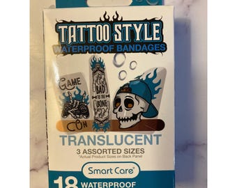 Vendas impermeables Smart Care estilo tatuaje, 18 unidades, diseño de calaveras