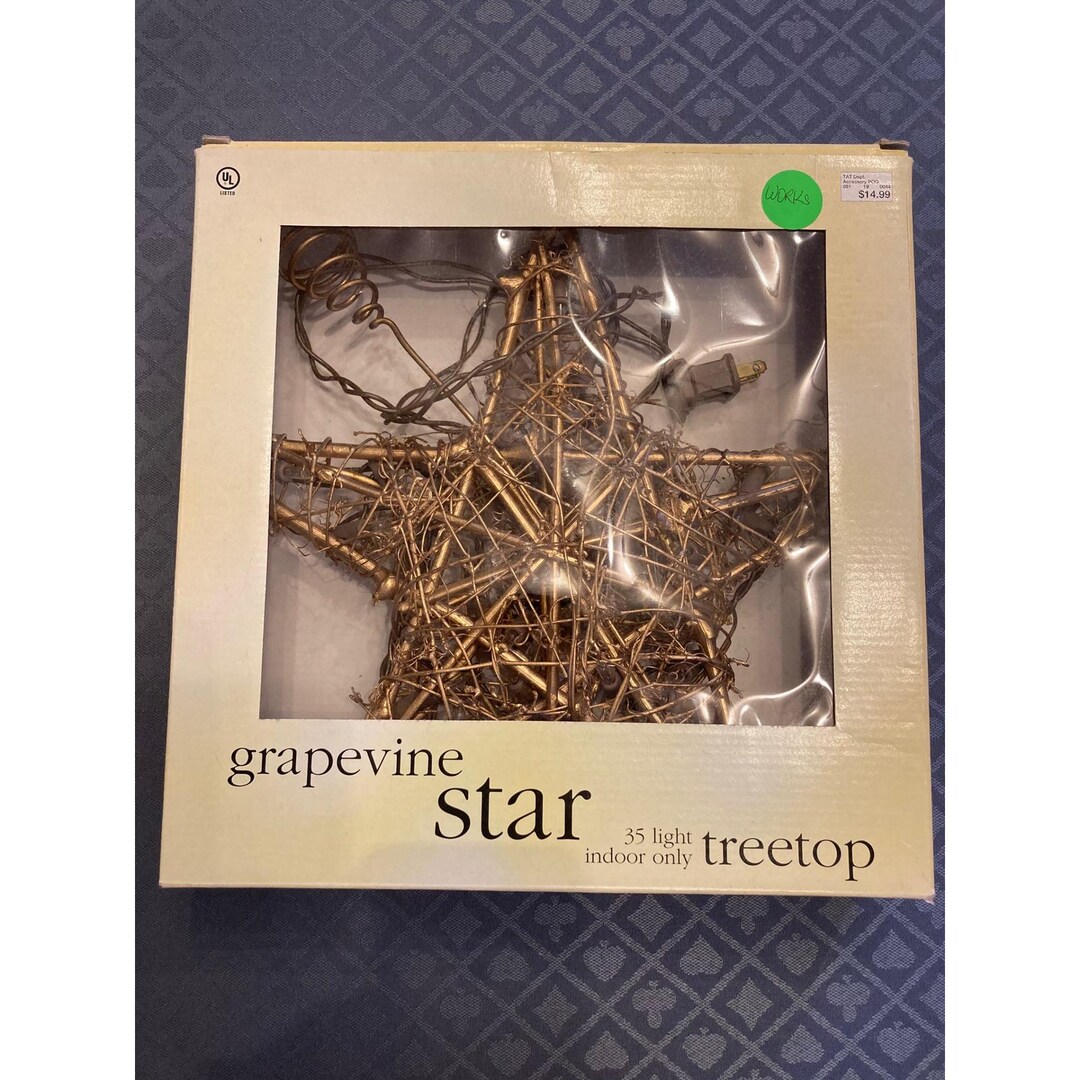 Gold Twig Grapevine Star 35 Light Treetop Indoor Only Christmas Tree ...