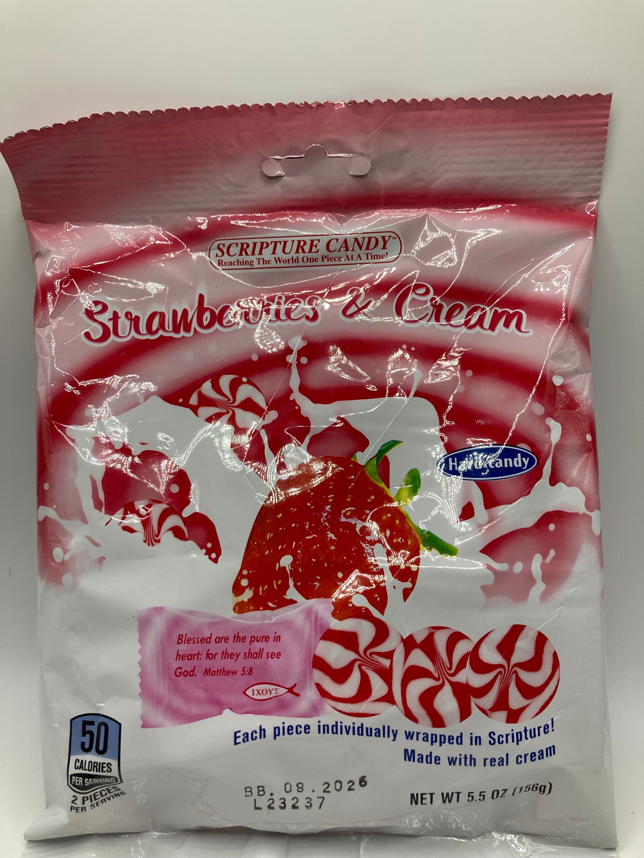 Scripture Candy: Strawberries \u0026 Cream Hard Candy (5.5 Oz) - Etsy, image size:2250x3000